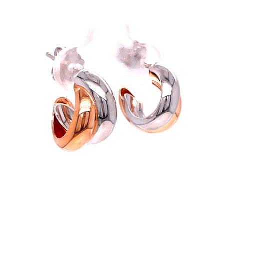 Sterling Silver & Rose Plated Double Loop Earring