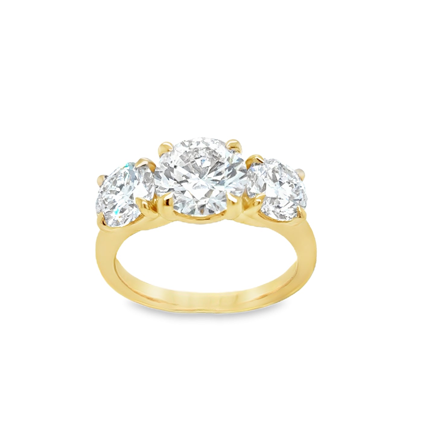 18ct 3 Stone Round Brilliant Cultured Diamond Ring 4.00ct
