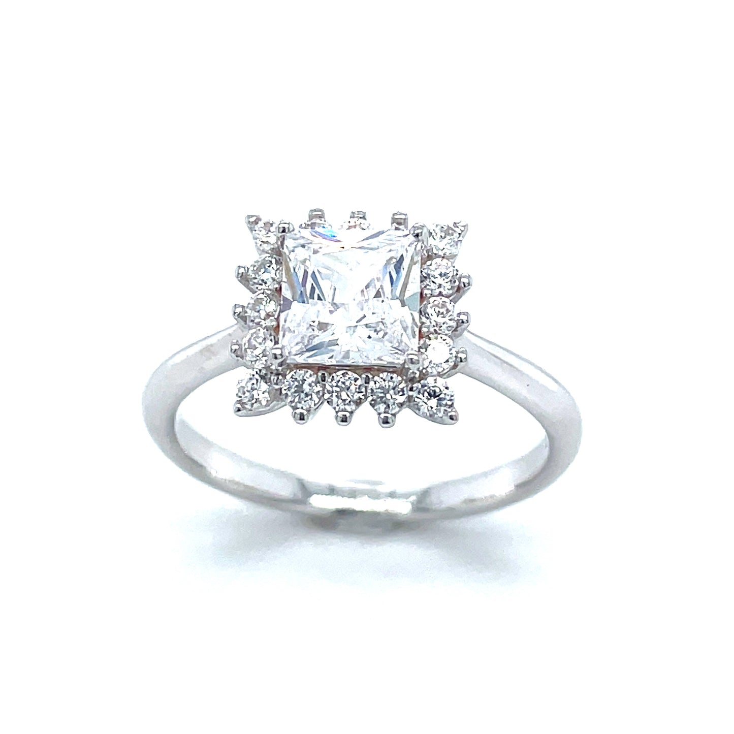 Sterling Silver Cubic Zirconia Square Cluster Ring