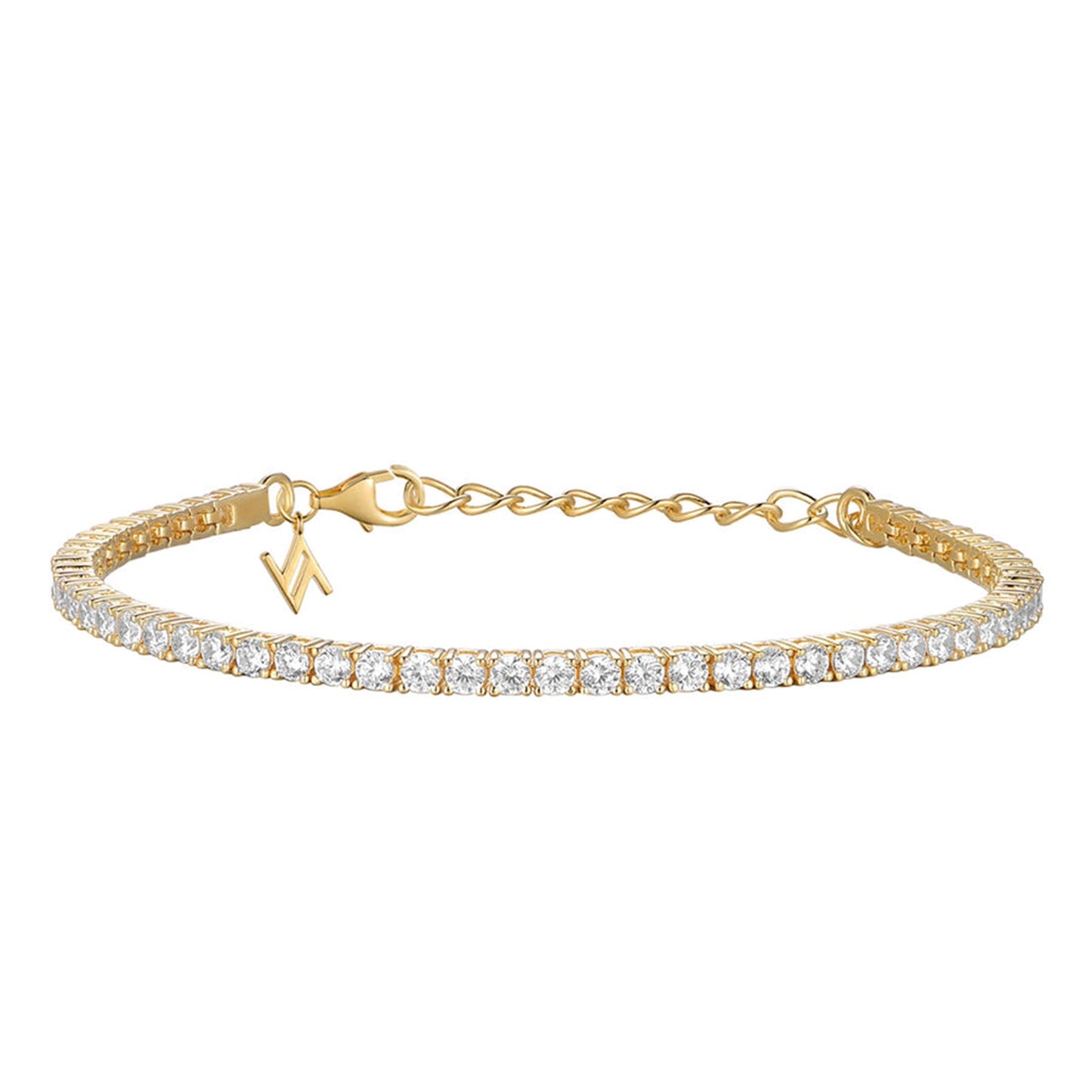 Sterling Silver & Gold Plated 2.5mm CZ Tennis Bracelet