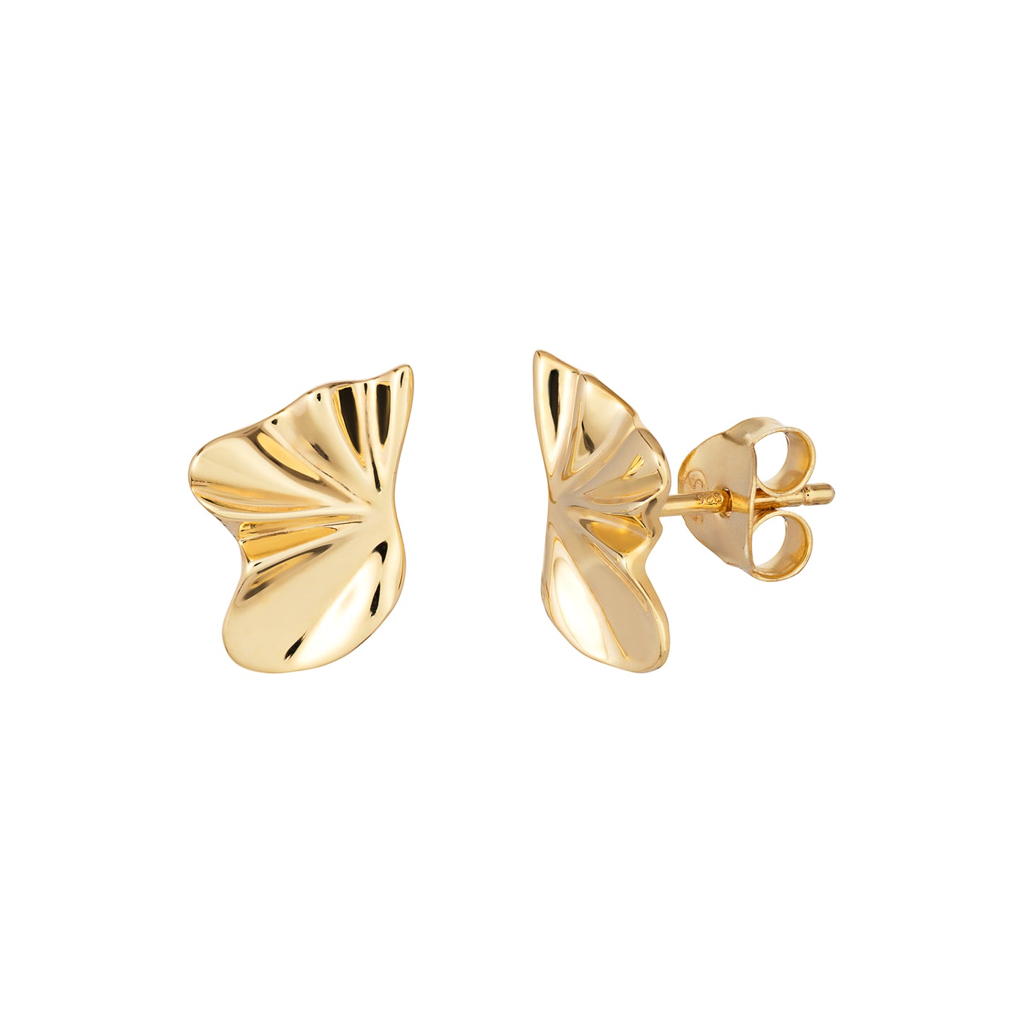 Sterling Silver Gold Plated Ruffle Stud Earrings