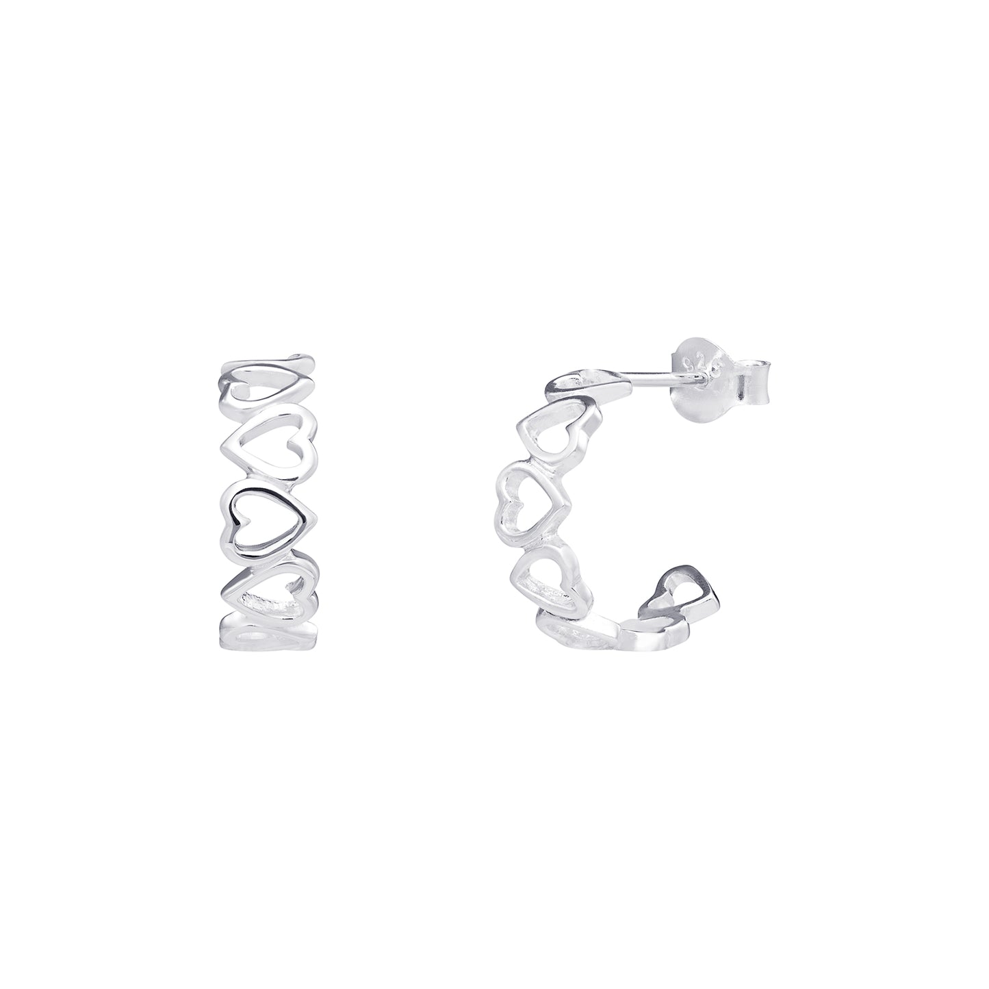 Sterling Silver Open Heart Huggie Earrings