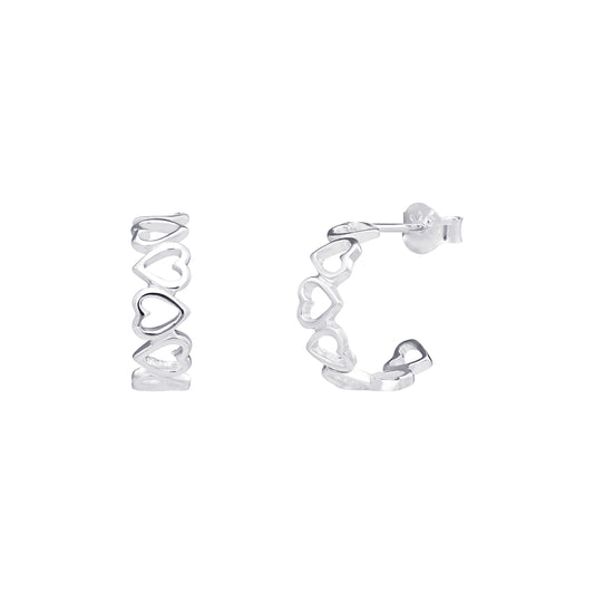 Sterling Silver Open Heart Huggie Earrings