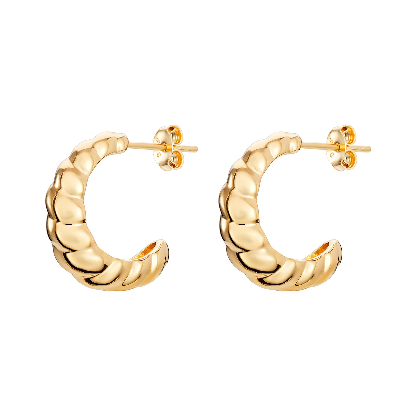 Sterling Silver Gold Plated Rope Twist Huggie Earrings