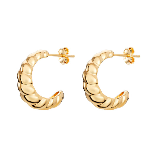 Sterling Silver Gold Plated Rope Twist Huggie Earrings