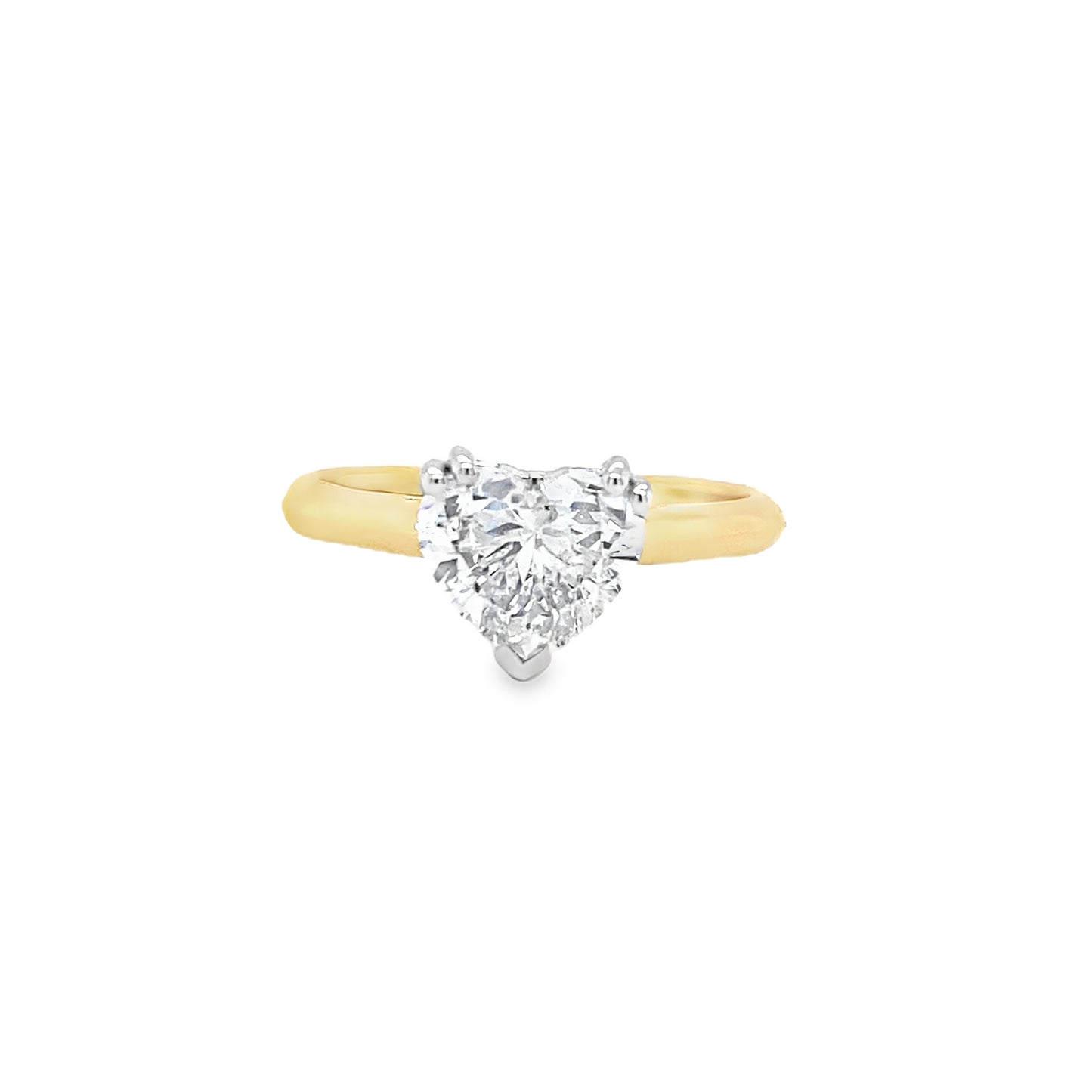 18ct Yellow Gold Heart Cut Solitaire Cultured Diamond Ring 1.50ct
