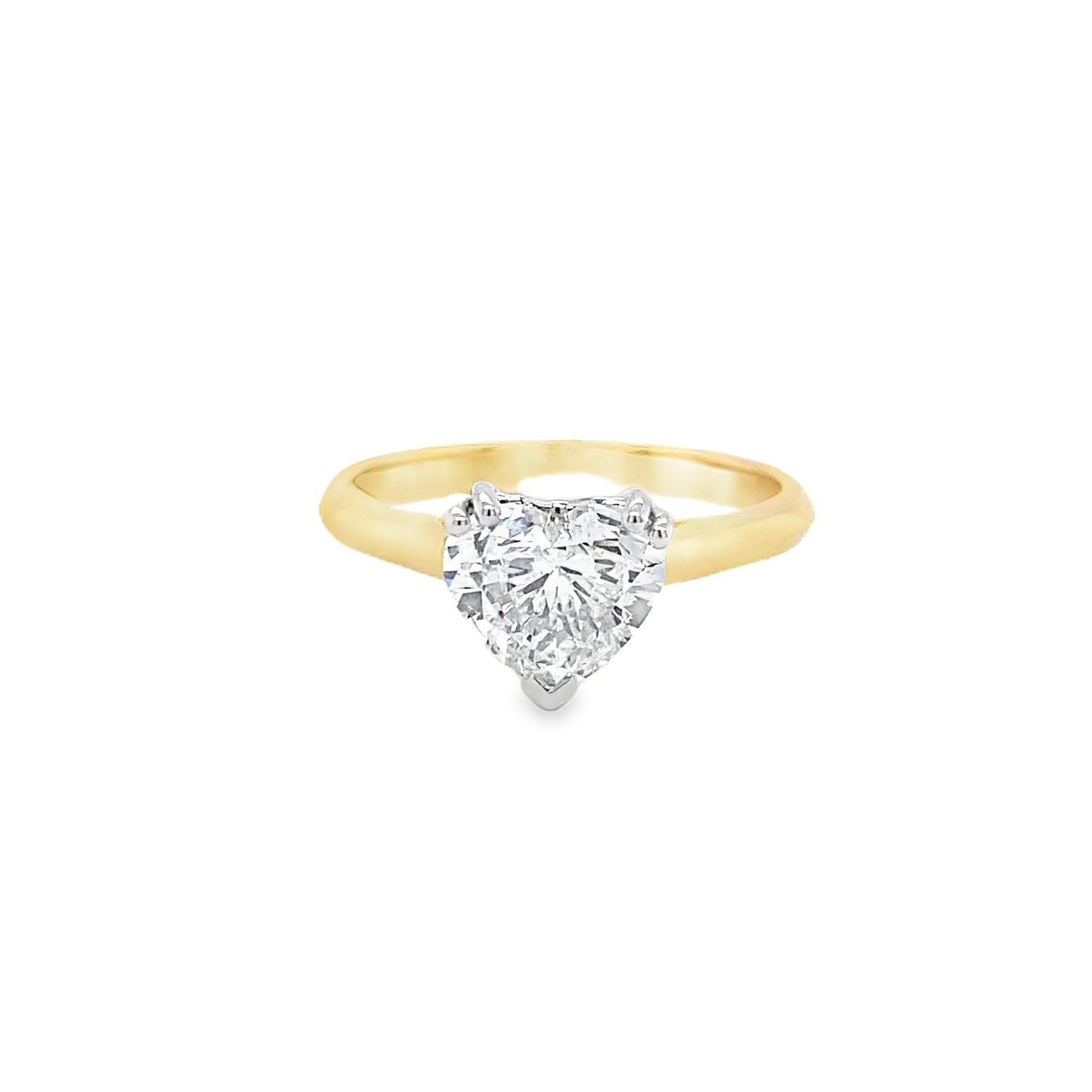18ct Yellow Gold Heart Cut Solitaire Cultured Diamond Ring 1.50ct