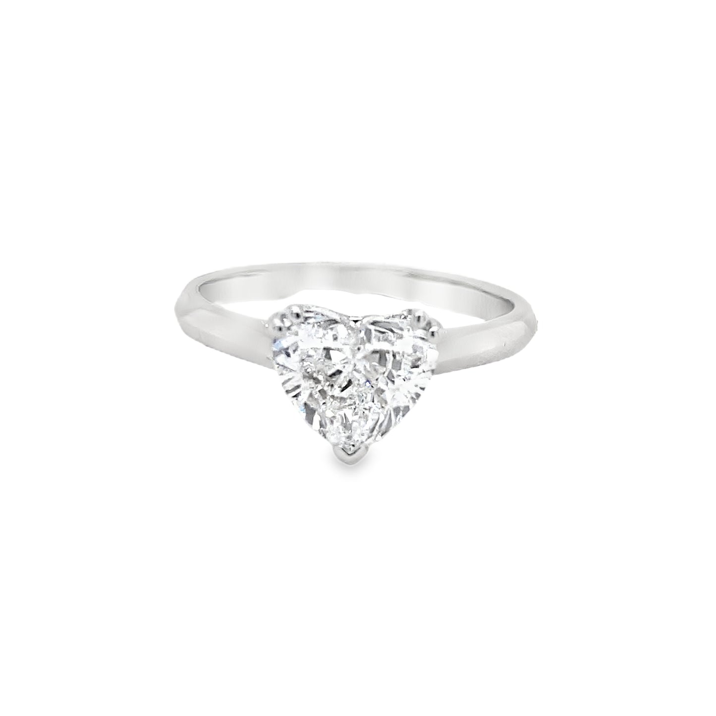 Platinum Heart Cut Solitaire Cultured Diamond Ring 1.50ct