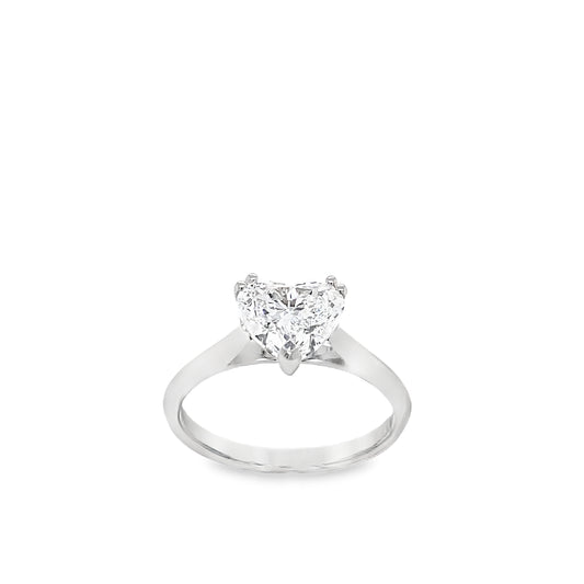 Platinum Heart Cut Solitaire Cultured Diamond Ring 1.50ct
