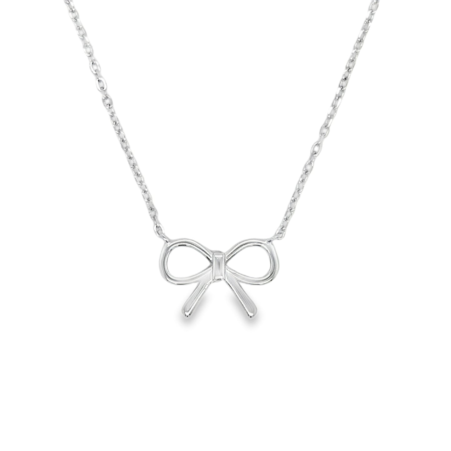 Sterling Silver Polished Bow Necklet