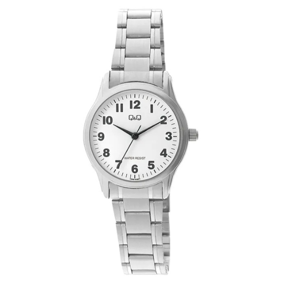 Gents Q&Q White Round Dial Steel Watch