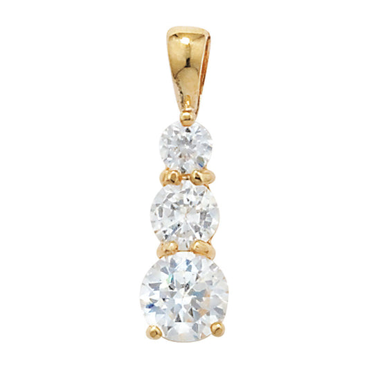 9ct Yellow Gold Graduated 3 Stone Cz Drop