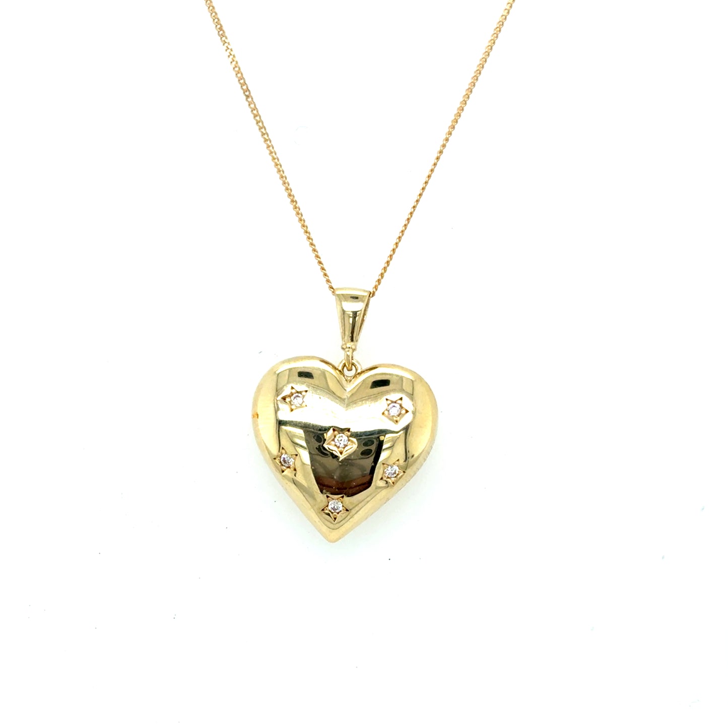 9ct yellow Gold Heart Pendant with CZ Star Detail