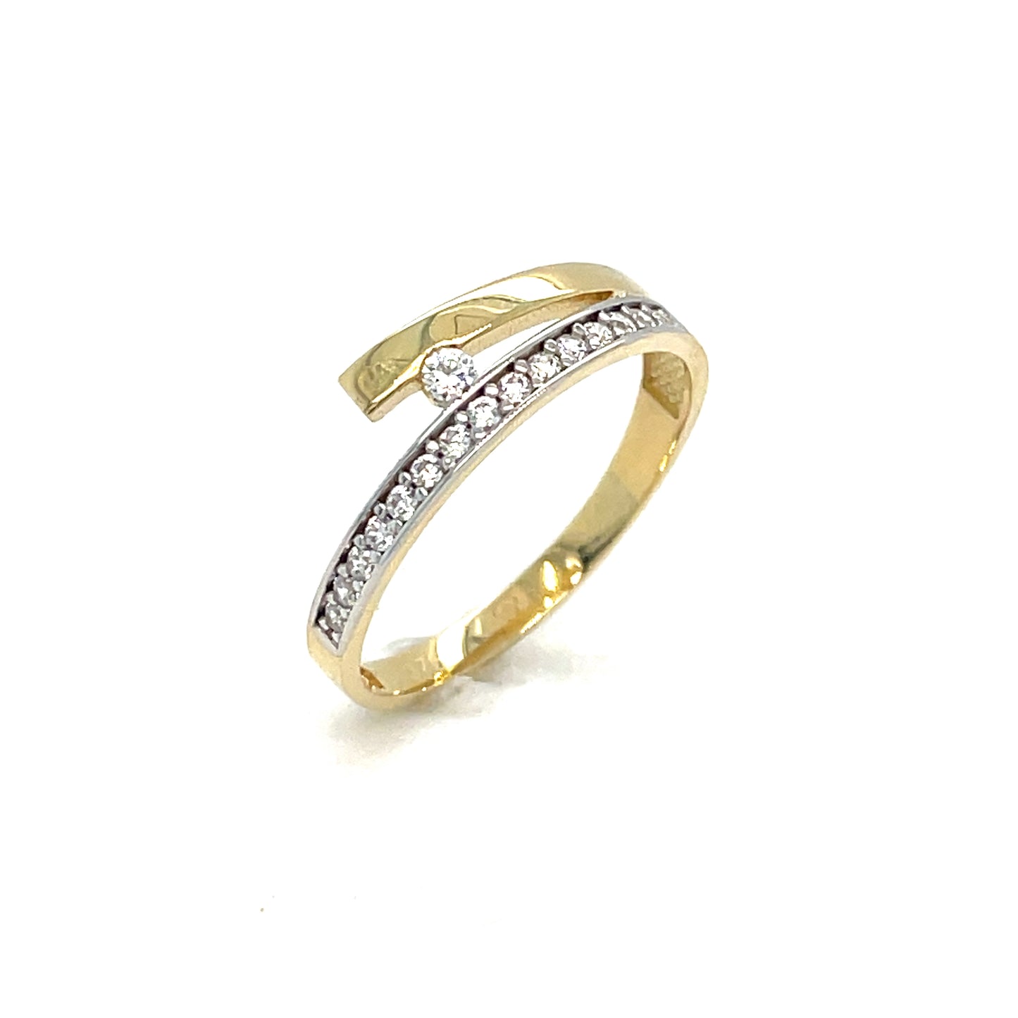 9ct Gold Cubic Zirconia Small Solitaire Wrap Dress Ring