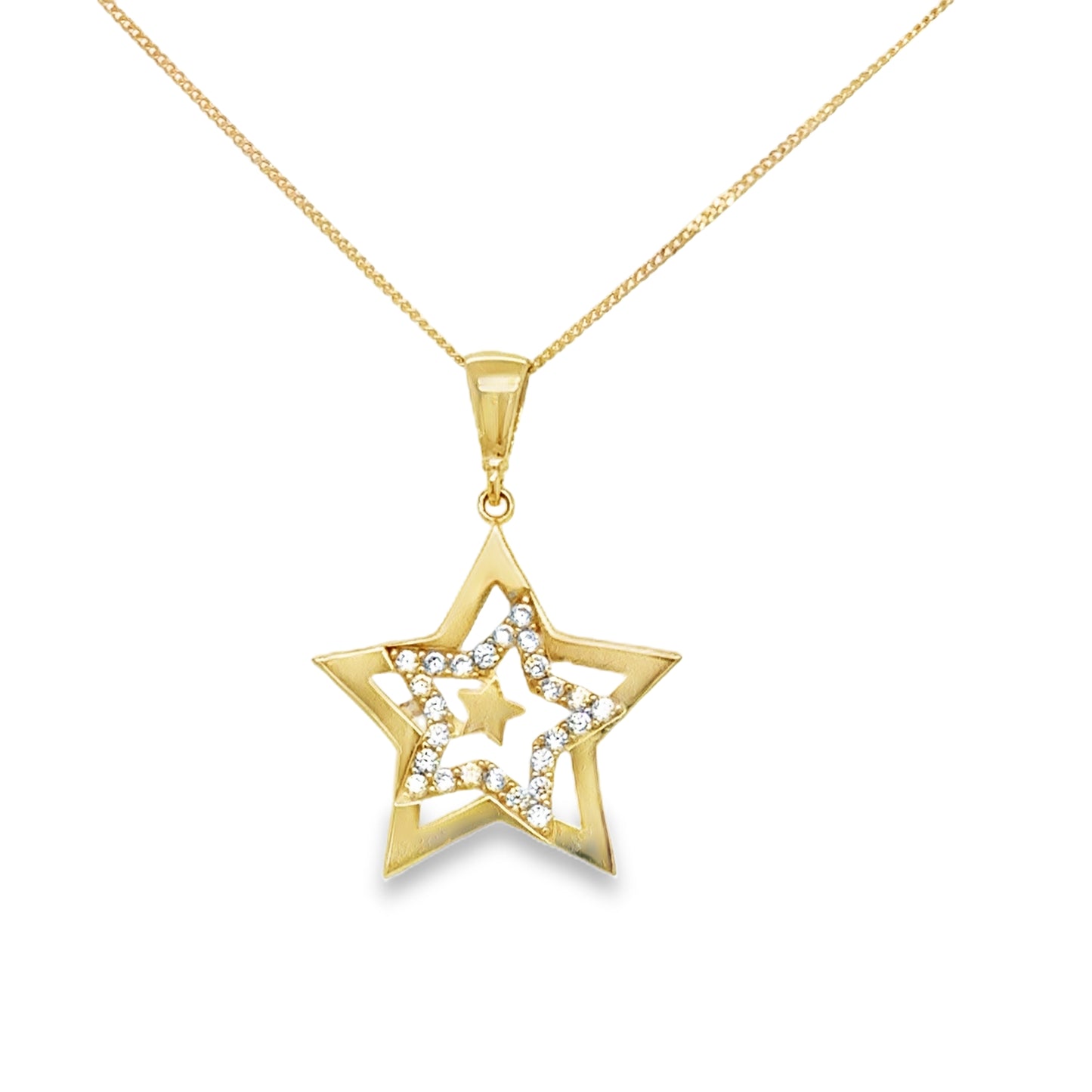 9ct P/dant CZ/Pol Op Triple Star