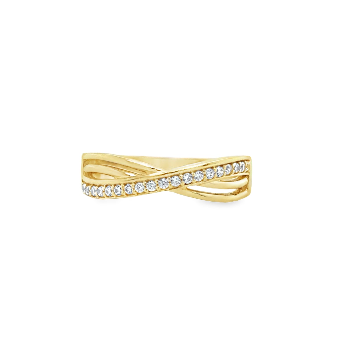 9ct Yellow Gold CZ Crossover Ring