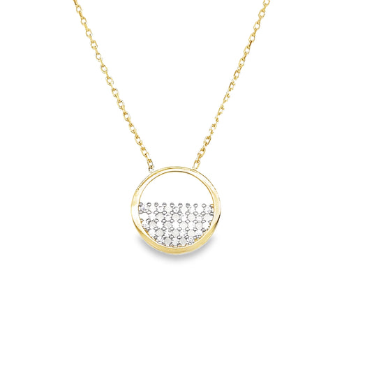9ct Yellow Gold Half CZ Circle Pendant
