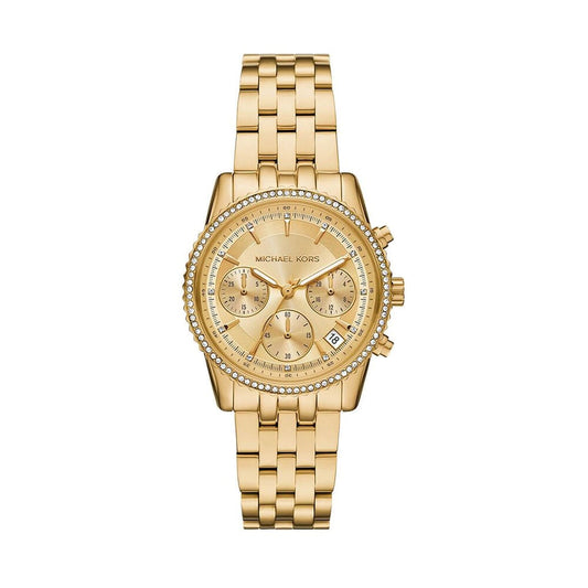 Ladies Rolled Gold Michael Kors Ritz Stone Set Chronograph Watch
