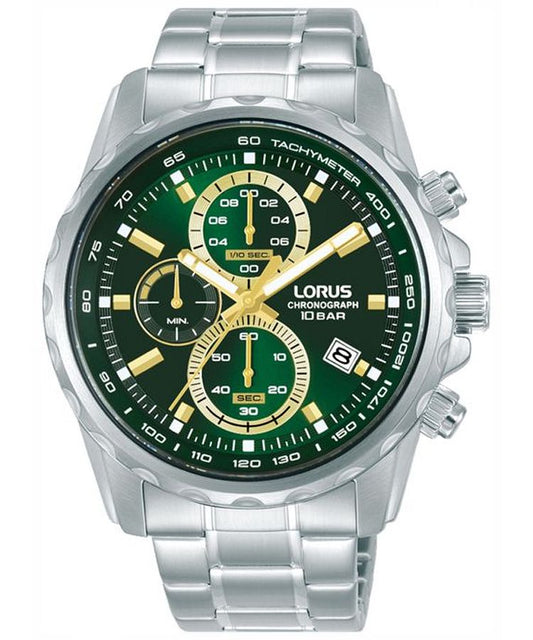 Gents Lorus Green Dial Chronograph Tachymeter