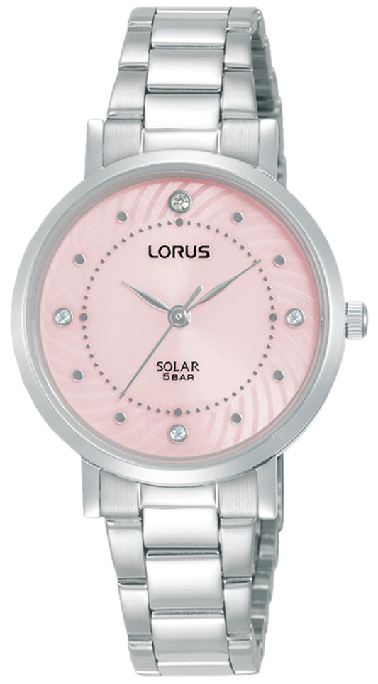 Ladies Lorus Round Pink Dial CZ Set