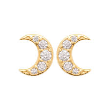 Burren 18ct Gold Plated Glistening Night CZ Moon Earrings