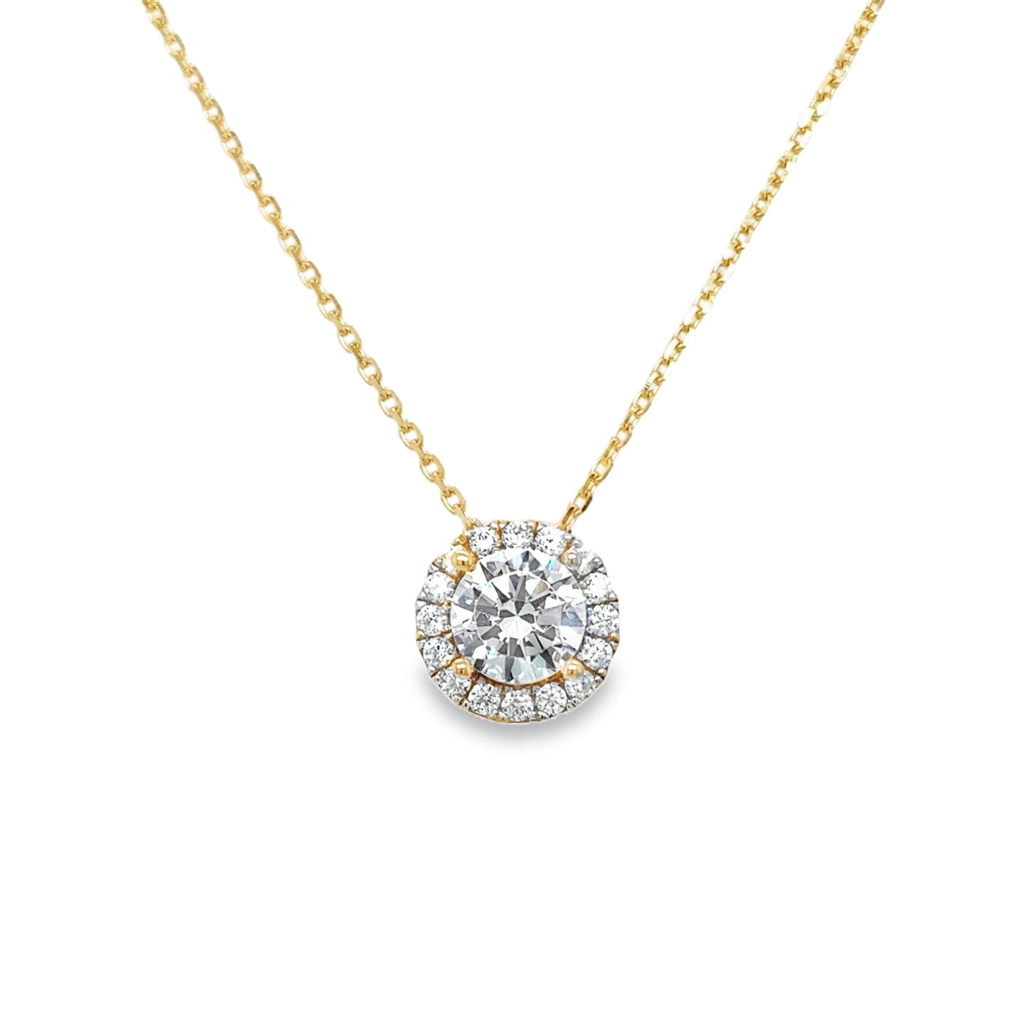9ct CZ Round Halo Pendant