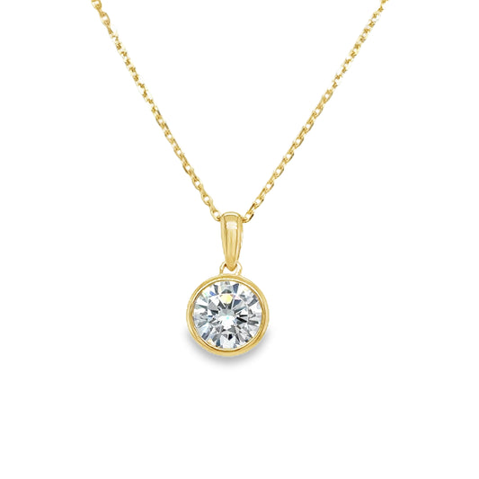 9ct 8mm CZ Rubover Solitaire Pendant