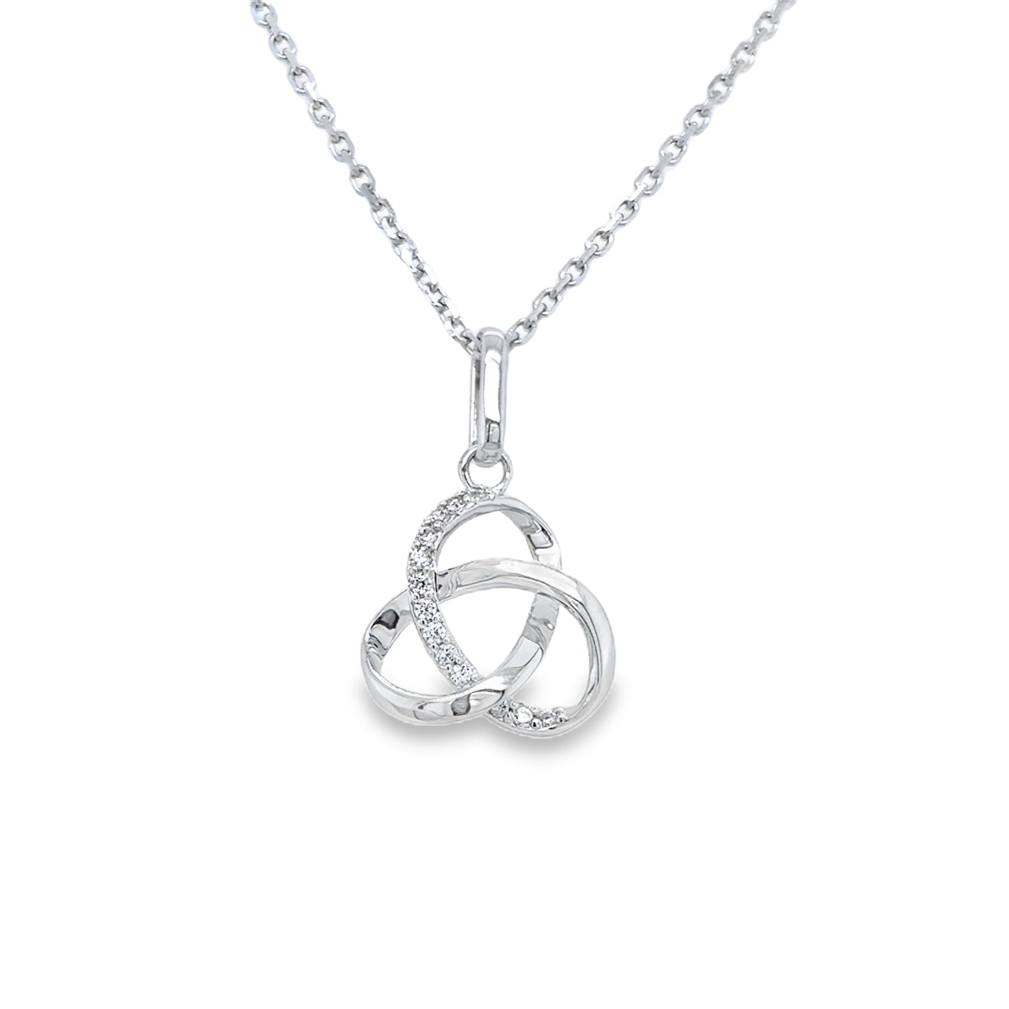 9ct White Gold Open CZ Knot Pendant