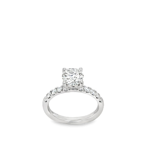 Platinum Round Brilliant Cultured Diamond Ring with Cultured Diamond Shoulders 2.00ct