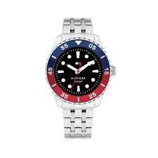Tommy Hilfiger Stainless Steel Navy Blue & Red Bezel 36mm Kids Watch