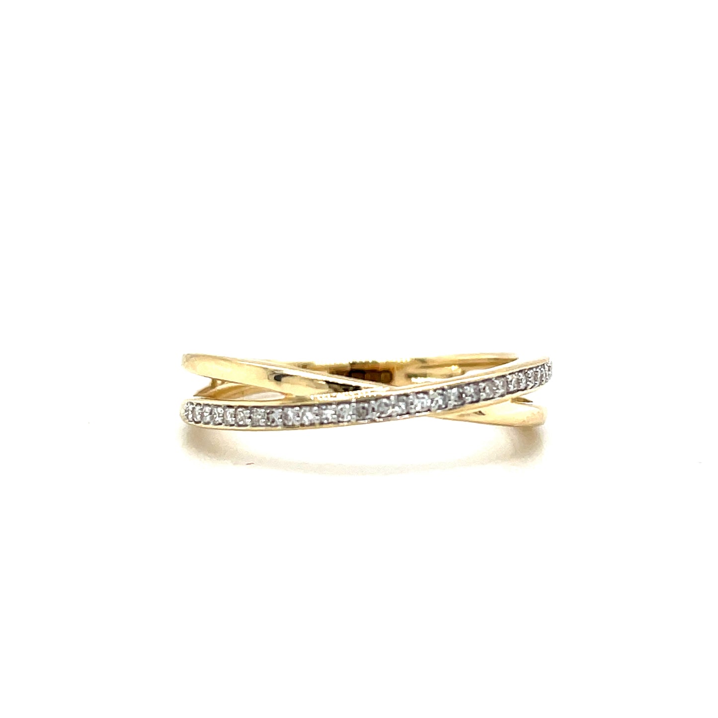 9ct Gold Open Crossover Diamond Ring .09ct