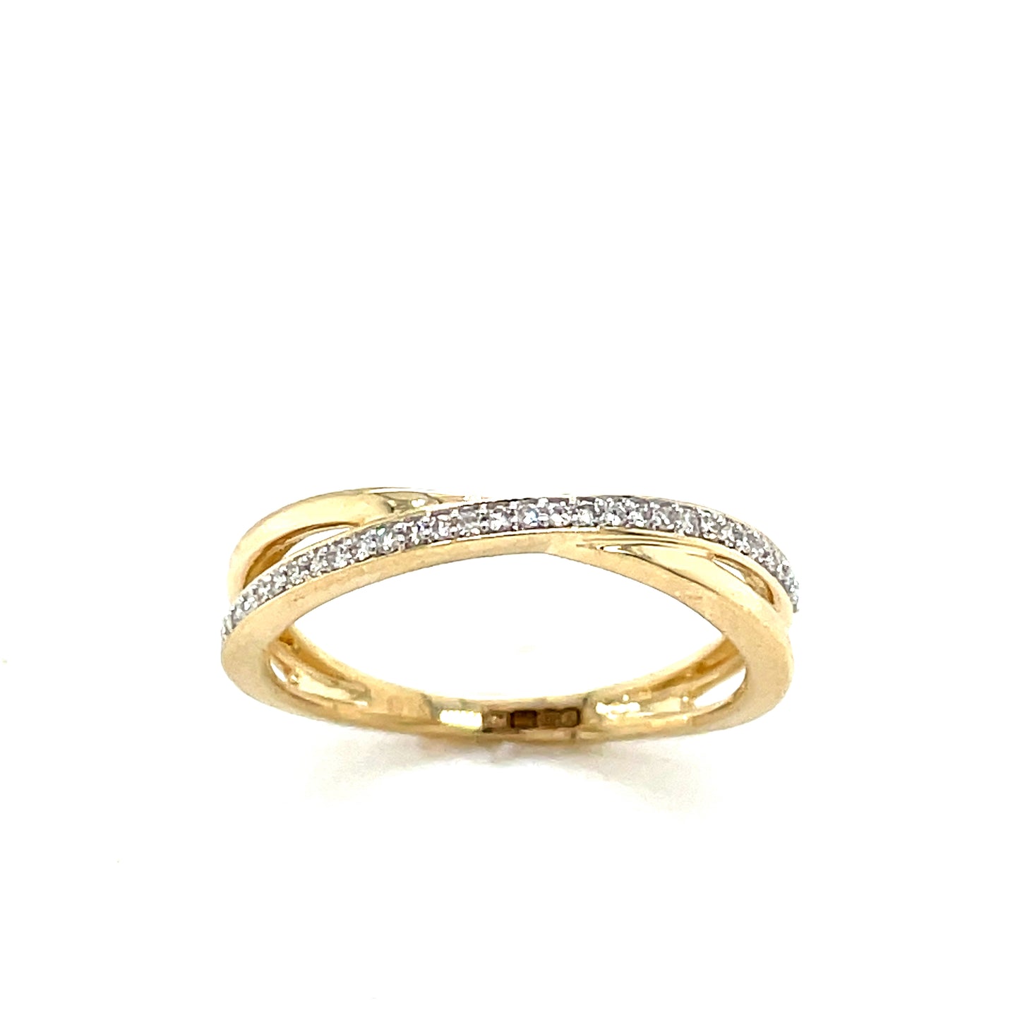 9ct Gold Open Crossover Diamond Ring .09ct