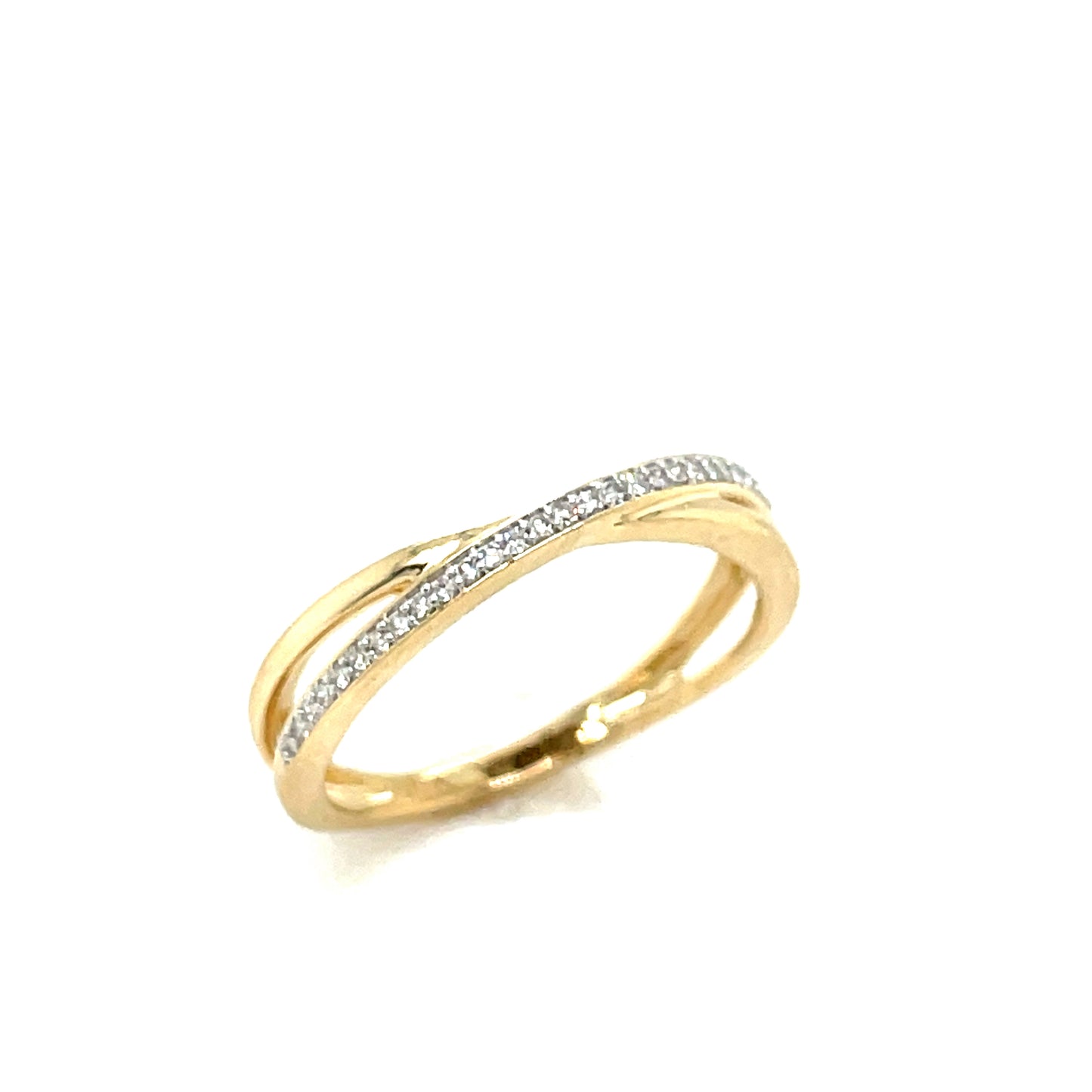 9ct Gold Open Crossover Diamond Ring .09ct