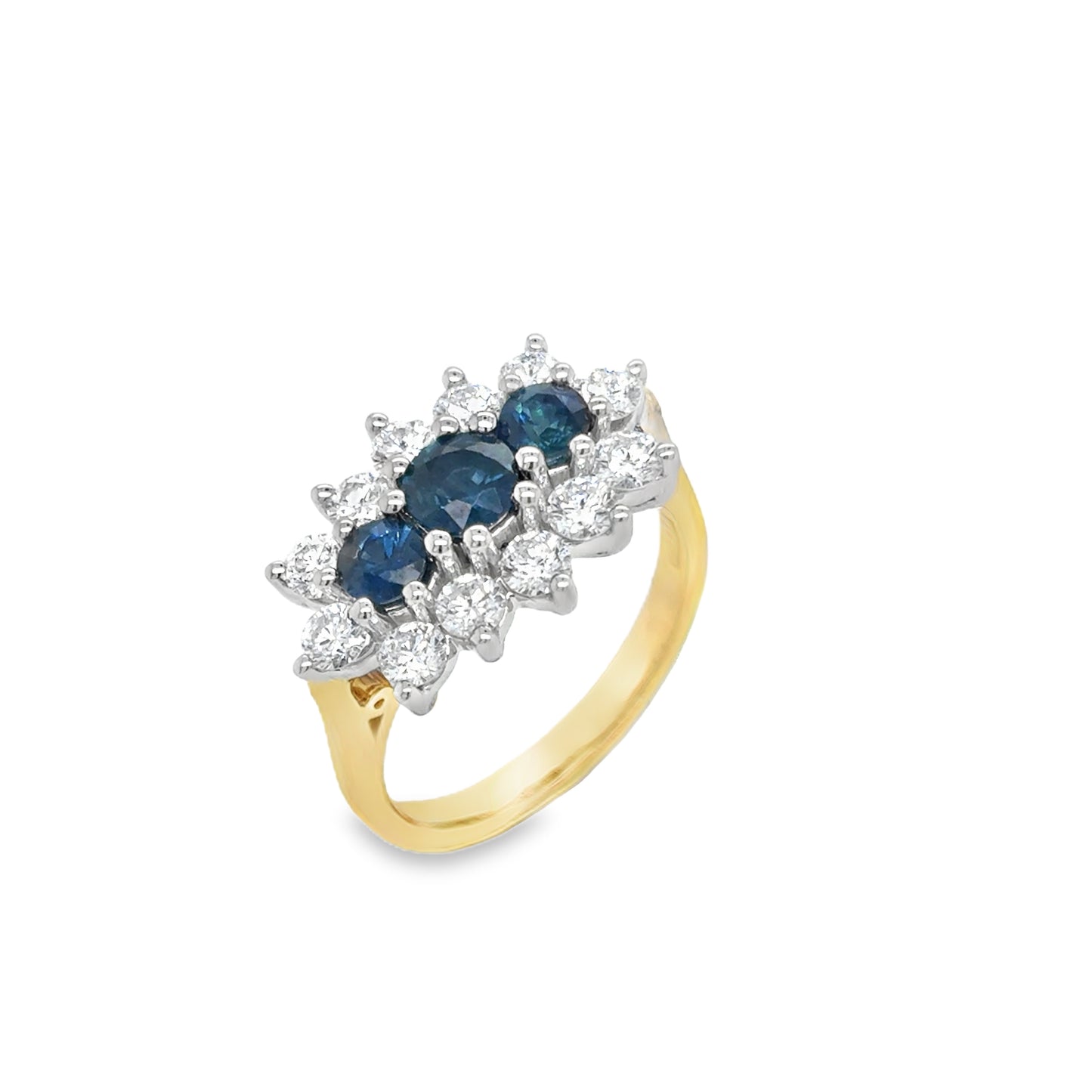 18ct Sapphire & Diamond Boat Cluster Ring With Platinum Head 1.00ct
