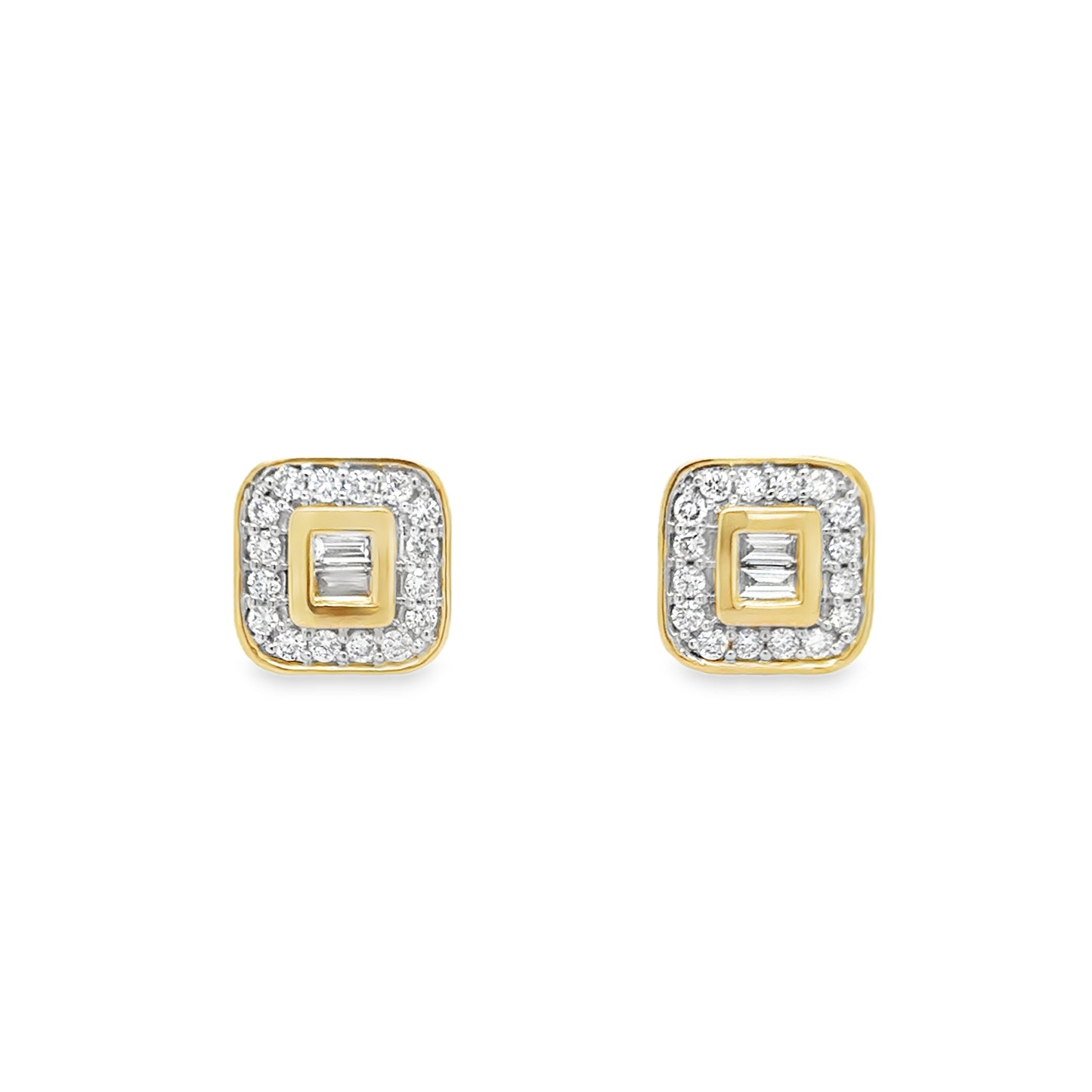 9ct Square Rubover .11ct Diamond Stud Earring