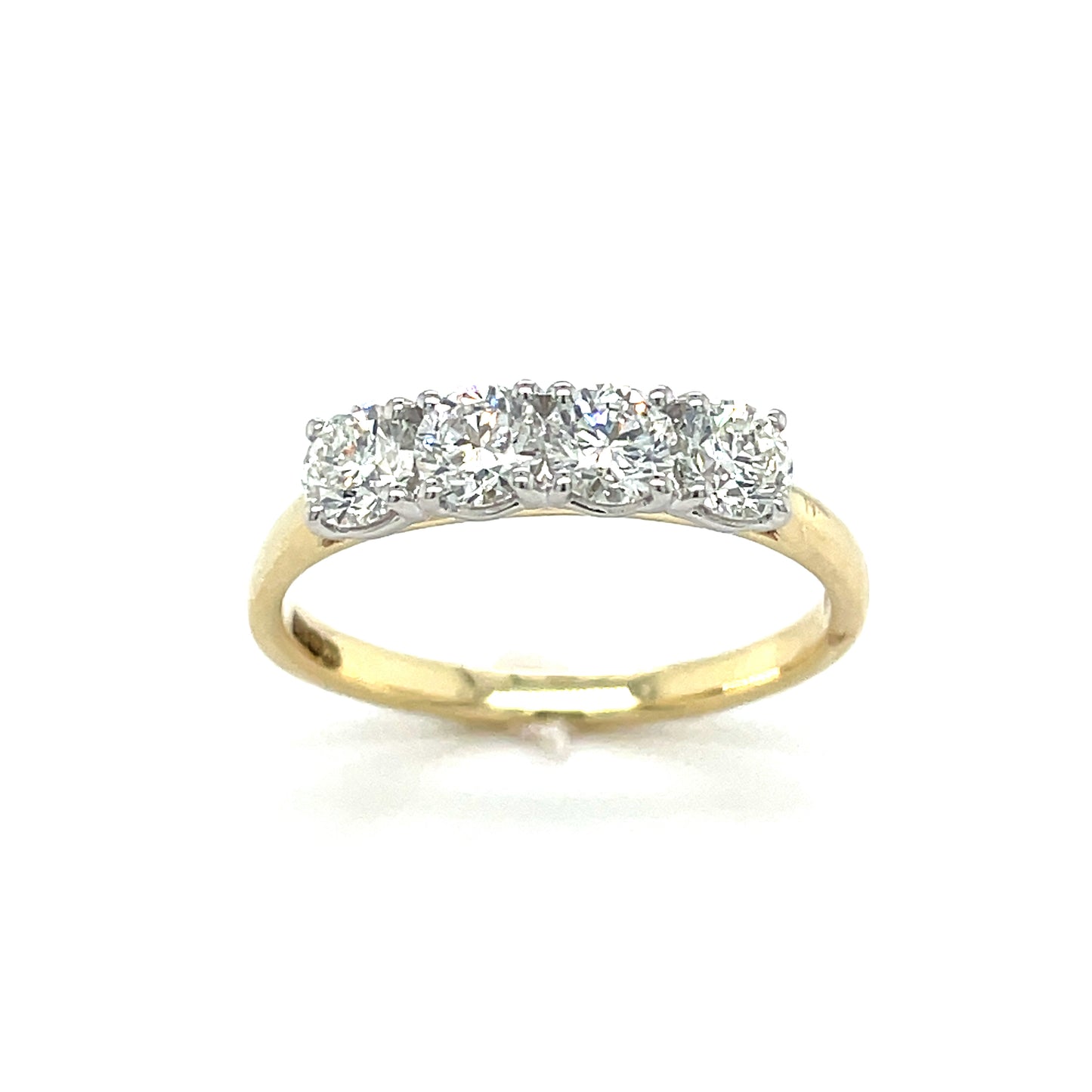 9ct Yellow Gold Four Stone Claw Set Round Brilliant Diamond Ring 1.00ct