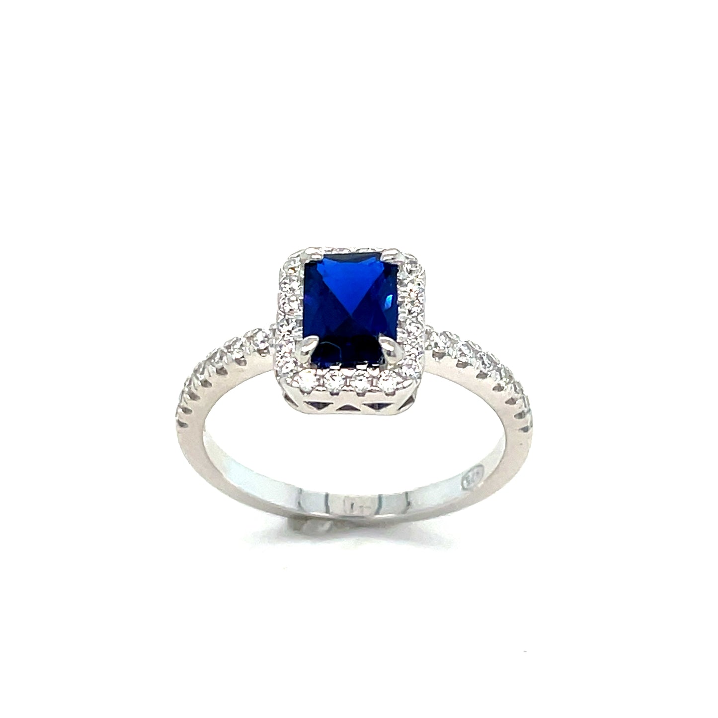 Sterling Silver Blue Stone Cubic Zirconia  Ring