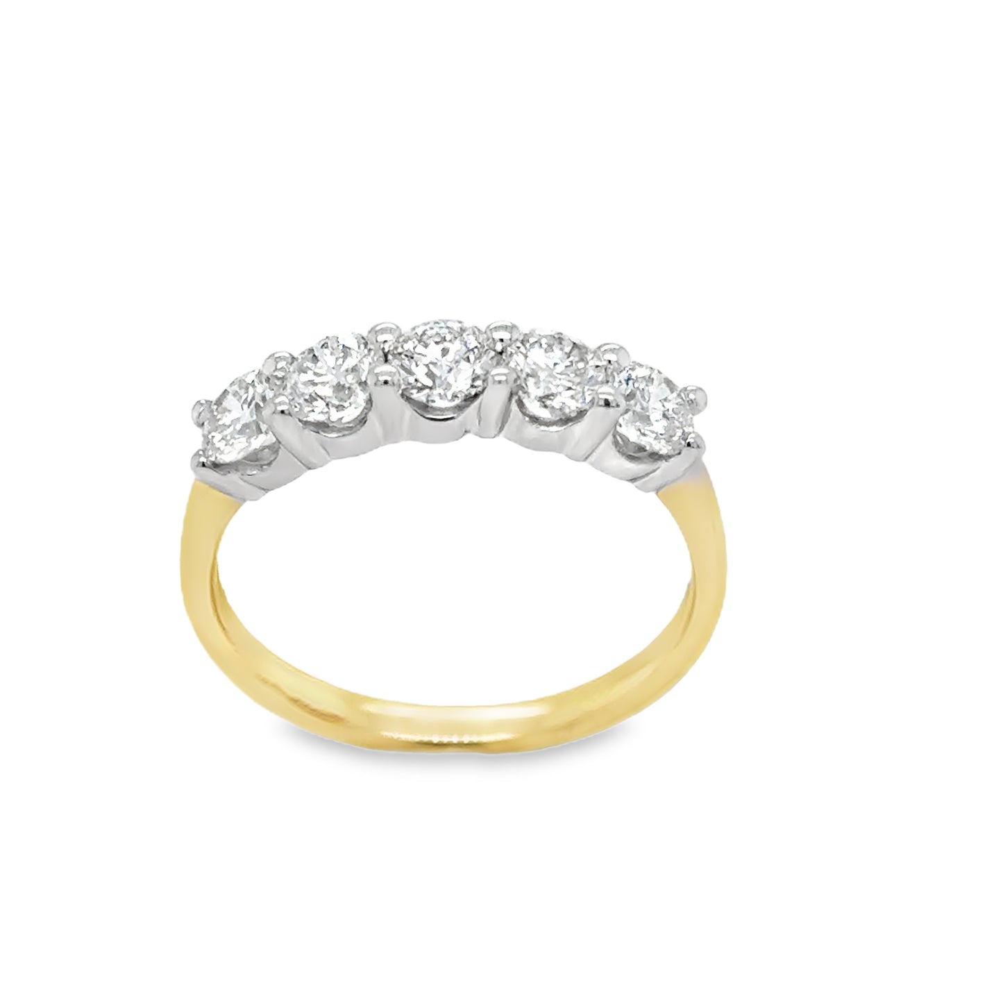 9ct 5 Stone Claw Set Round Briliant Diamond Ring 1.00ct