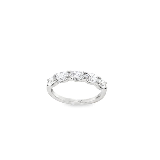 Platinum 5 Stone Eternity Oval Claw Set East/West Cultured Diamond Ring 1.15ct