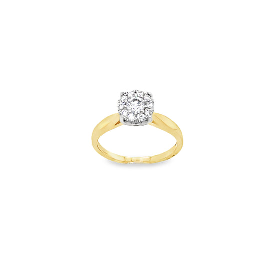 18ct Round Brilliant Cluster Diamond Ring .37ct