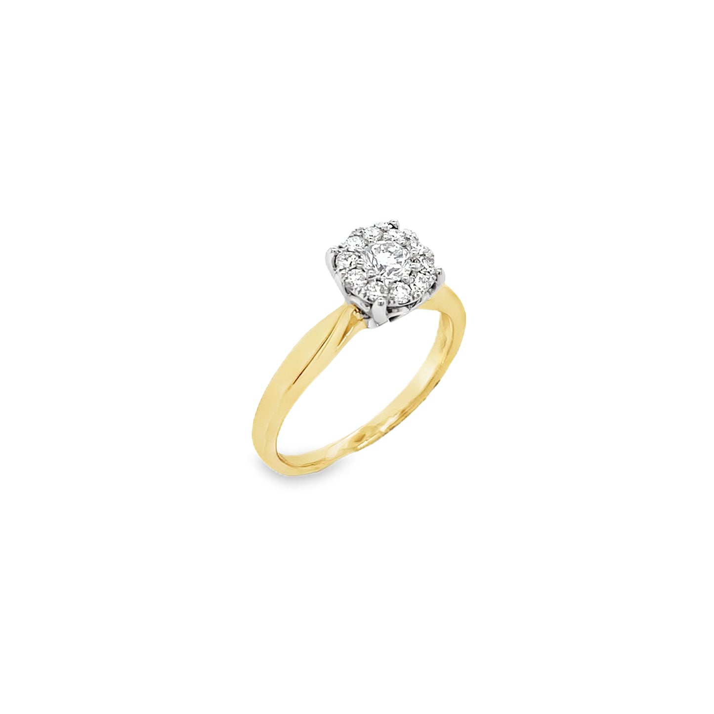 18ct Round Brilliant Cluster Diamond Ring .37ct