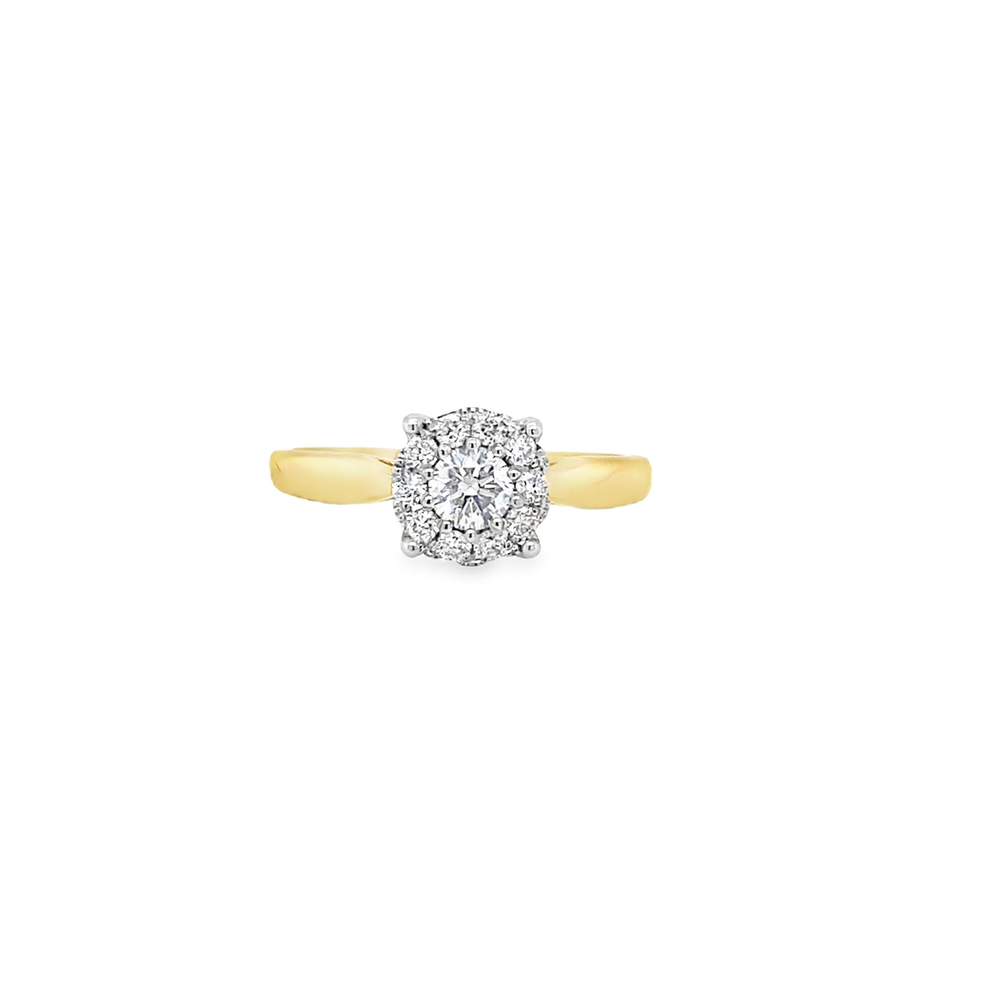 18ct Round Brilliant Cluster Diamond Ring .37ct