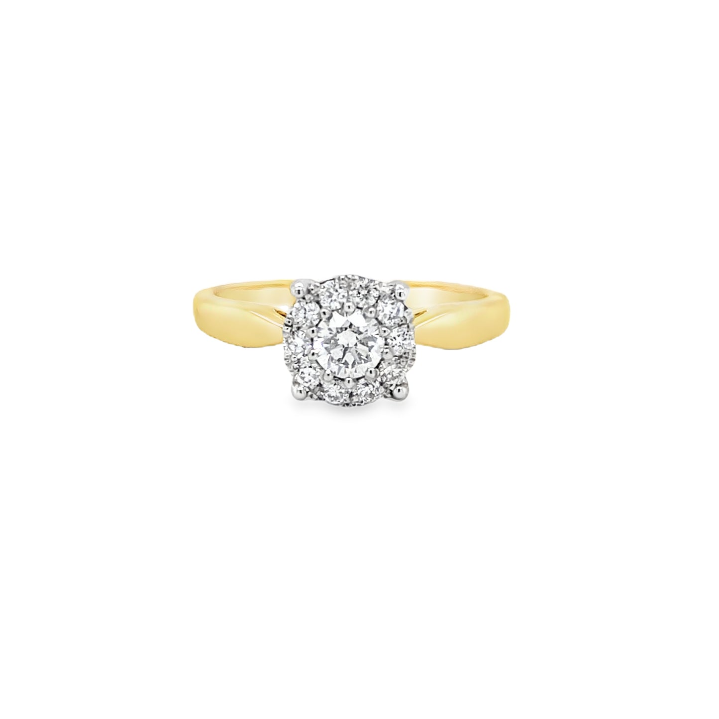 18ct Round Brilliant Cluster Diamond Ring .37ct