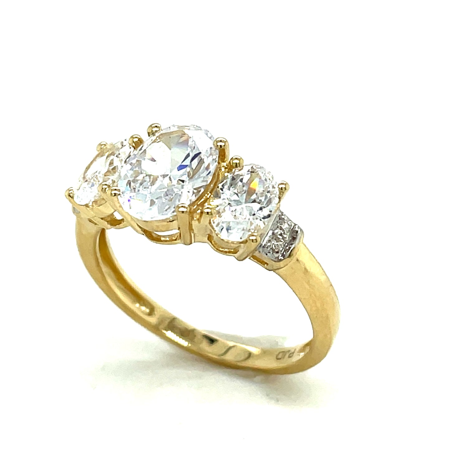 9ct 3 Stone Oval Cubic Zirconia Dress Ring