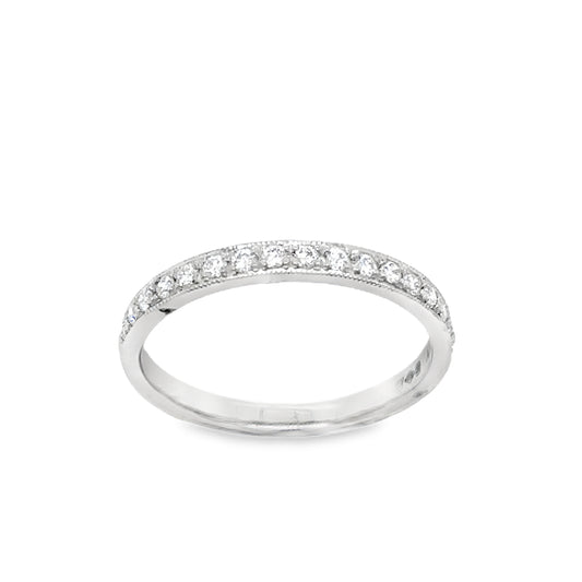 Platinum Millgrain 17 Stone Eternity Diamond Ring .25ct