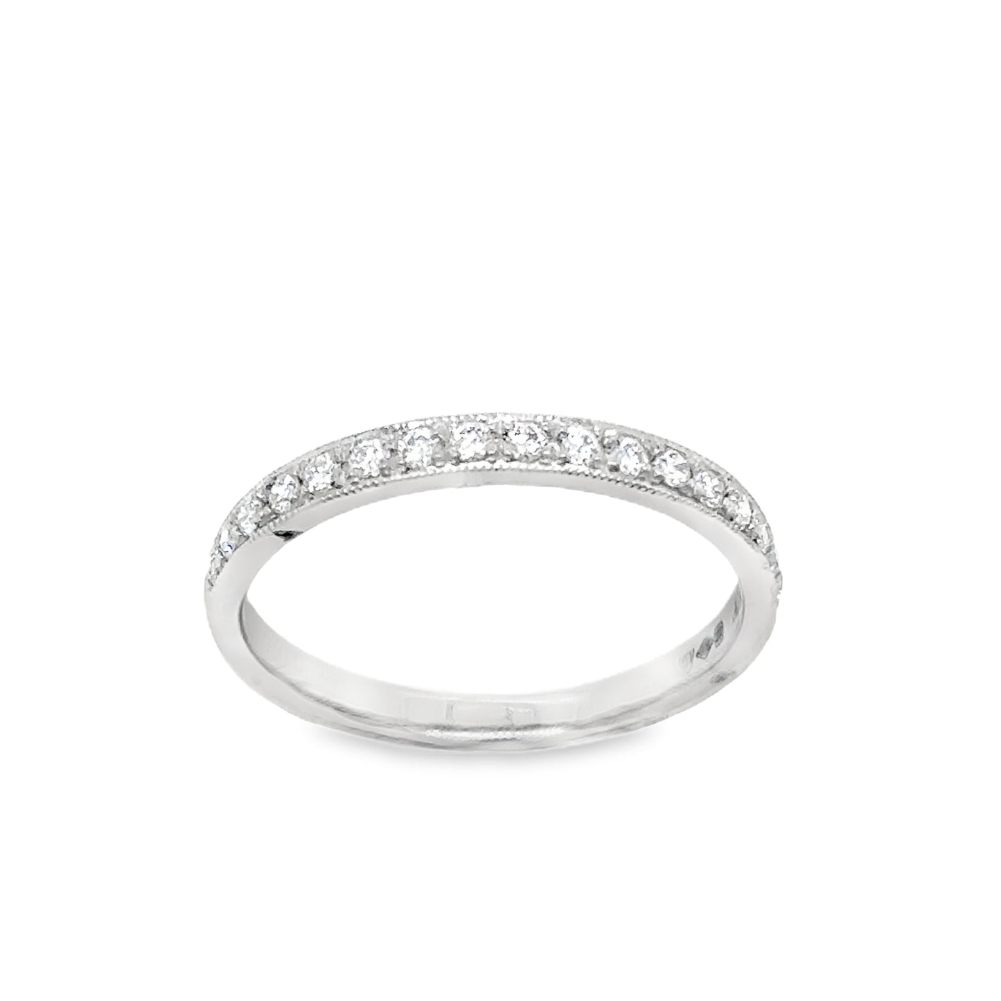 18ct White Gold Millgrain 17 Stone Eternity Diamond Ring .25ct
