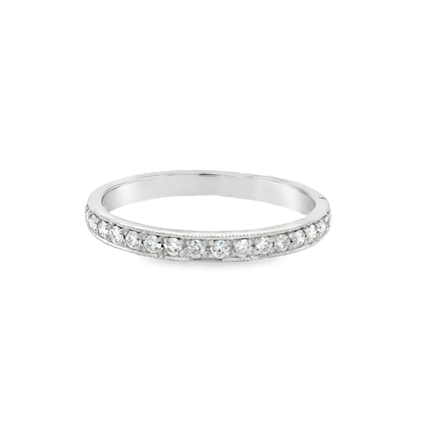 18ct White Gold Millgrain 17 Stone Eternity Diamond Ring .25ct