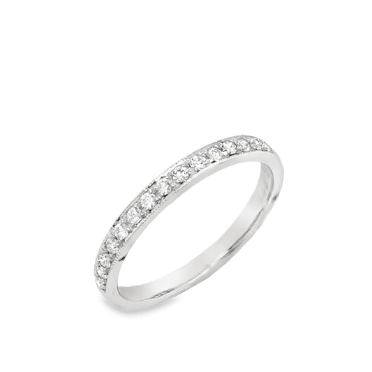 18ct White Gold Millgrain 17 Stone Eternity Diamond Ring .25ct