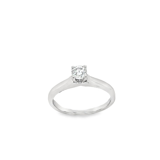 Platinum Round Brilliant 4 Claw Solitaire Diamond Ring .33ct