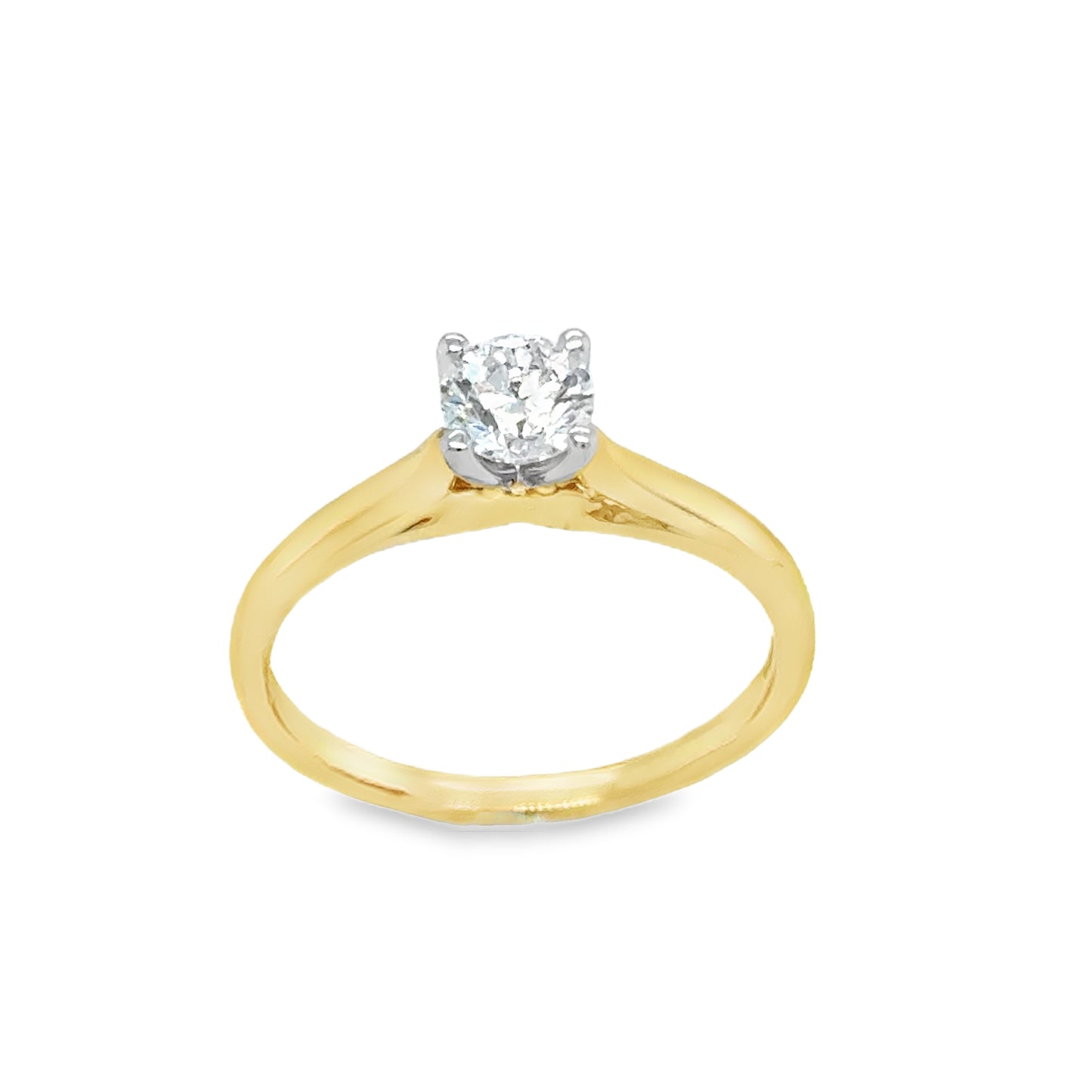 18ct Round Brilliant 4 Claw Solitaire Diamond Ring .50ct